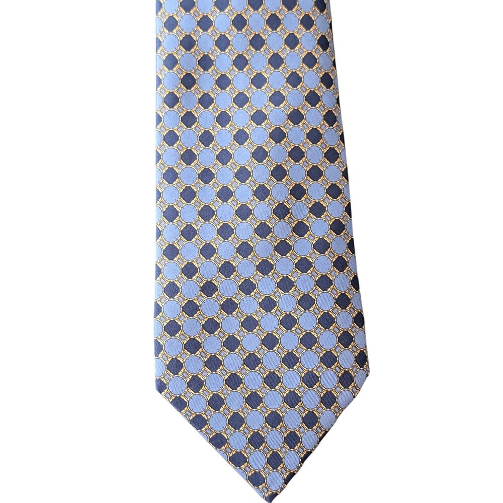 Highly Sought After Vintage Piaget 100% Silk Men's Blue Tie W Multicolor Designs